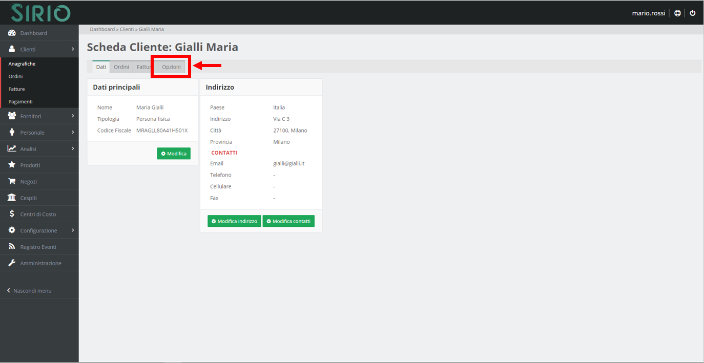 Modificare anagrafica clienti, punto 4