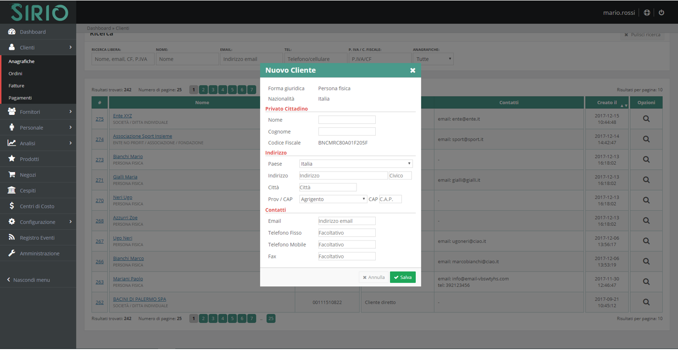 Importare anagrafica clienti, punto 4