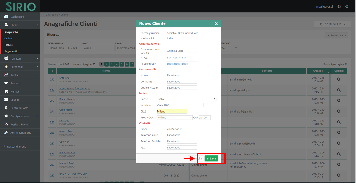 Importare anagrafica clienti, punto 5