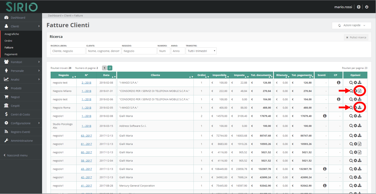 Vedere fatture cliente, punto 2